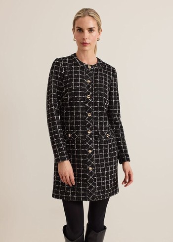 Phase Eight Mylee Tweed Tunic Dress Black Canada | LSEUNT-045